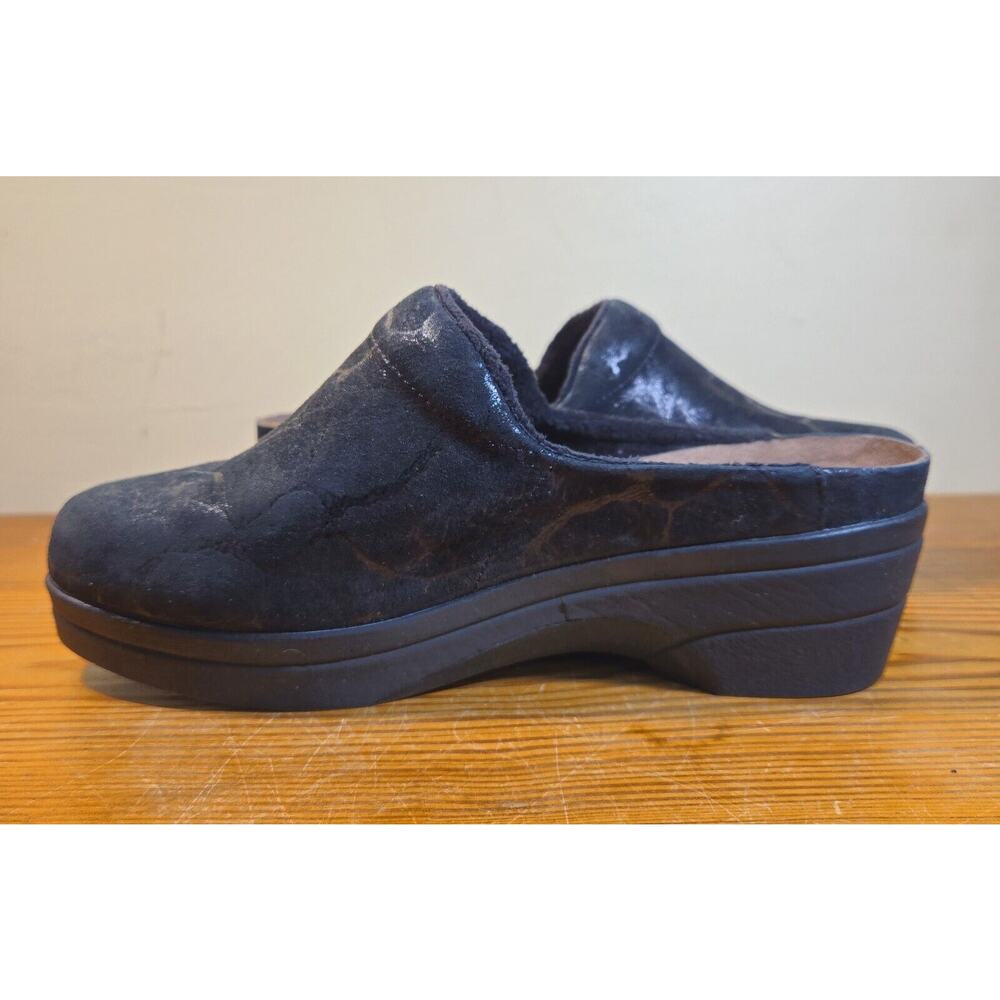 Women’s 5.5 36 Mephisto Metallic Black Satty Nubuck Suede Clogs Mules Slip Ons - Picture 4 of 6